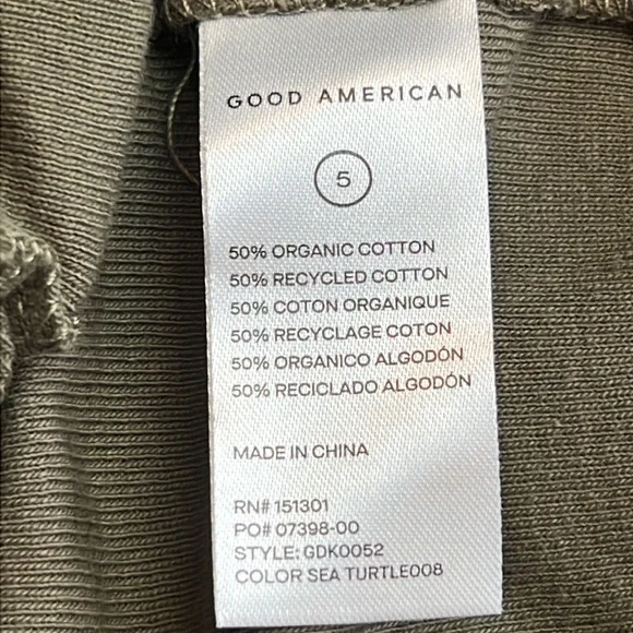 Good American Rushed Mini Tank Dress Color: Sea turtle (olive green) SZ 5X - Picture 7 of 11
